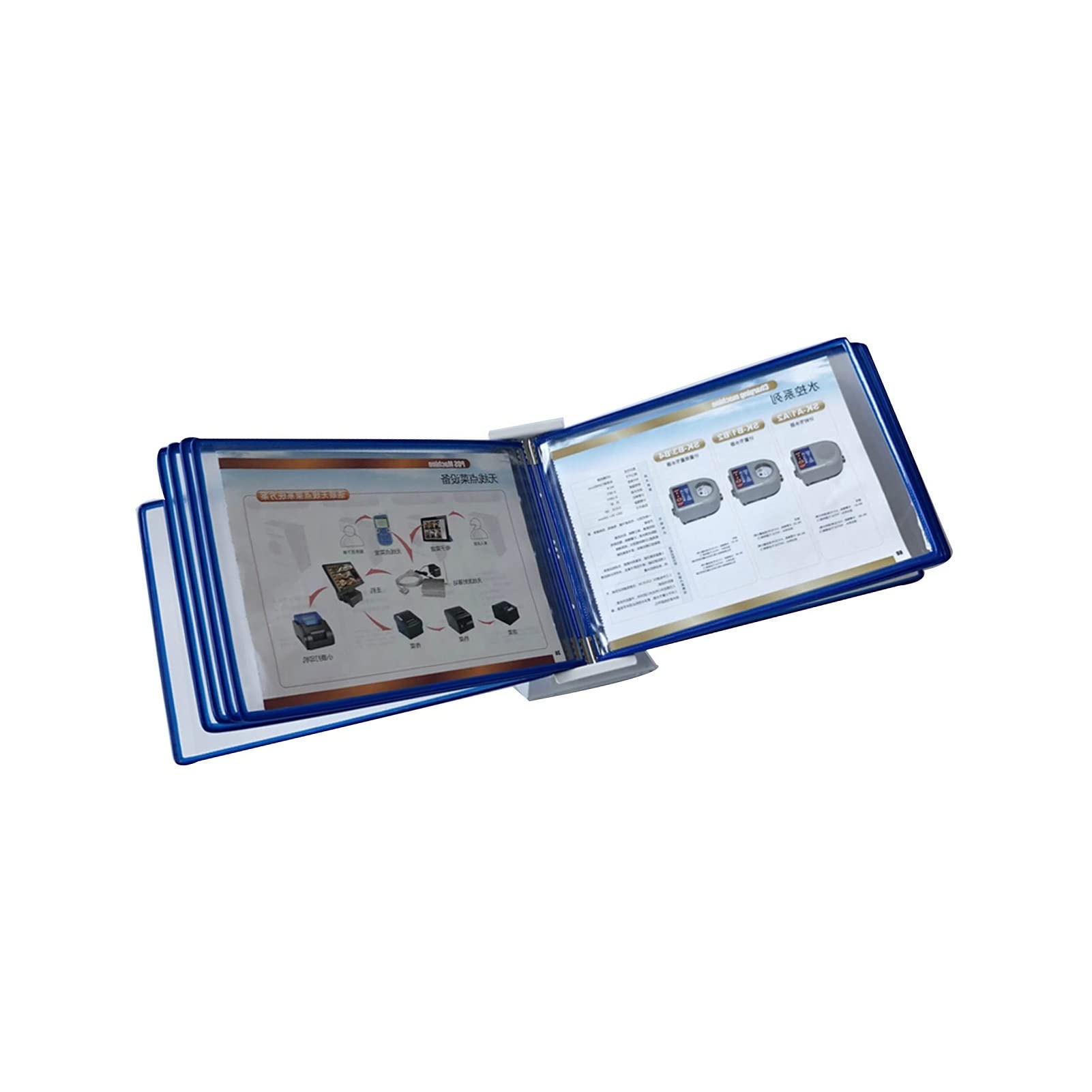 OLSKFUH Desktop Reference Organizer - Desktop Flip Display Folder Horizontal Catalog Reference System Wall-Mounted A4,Blue