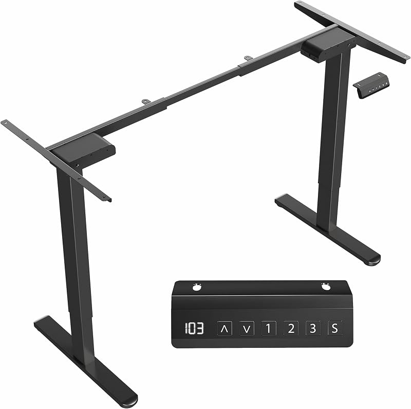 VIVO Marco de escritorio eléctrico de doble motor para mesas de 41 a 81 pulgadas, solo marco, base ergonómica ajustable en altura con controlador de memoria de botón, negro, DESK-V122EB
