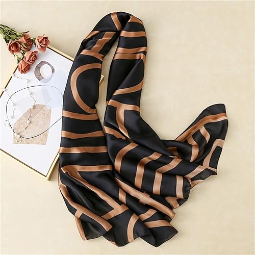 Vista 2 de YMXHHB - Bufanda de seda 100 % morera, bufanda larga, ligera, chal