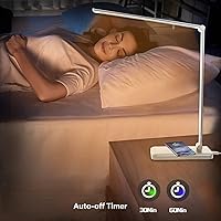 Vista 5 de White crown Lámpara de escritorio LED regulable, lámpara de lectura con puerto de carga USB, 5 modos de iluminación, control sensible, temporizador