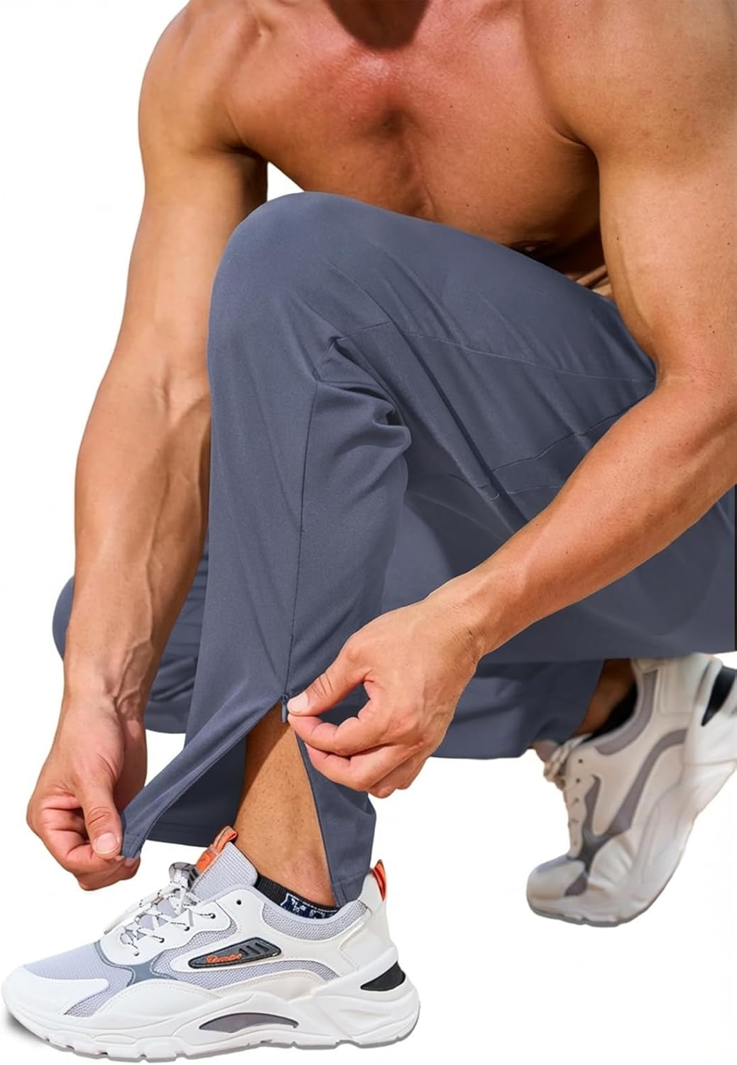 Auxo Men Joggers Pants Track Traning Running Athletic Workout Pants with Ergonomic Design and Ankle Zippers