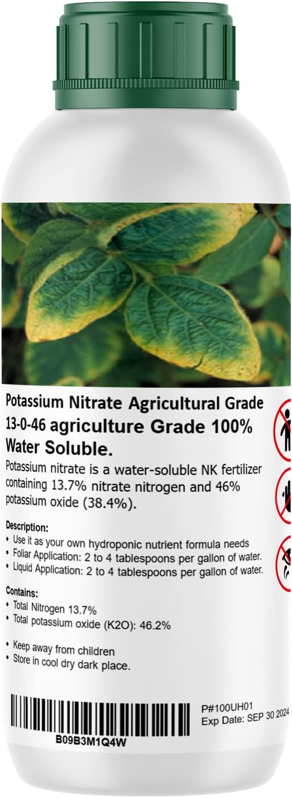 Potassium Nitrate Agricultural Grade 13-0-46 macronutrient positive effects, Increase root growth, reduces water loss and wilting, improves resistance to pests, diseases Compact Powder Form 1000 Gram