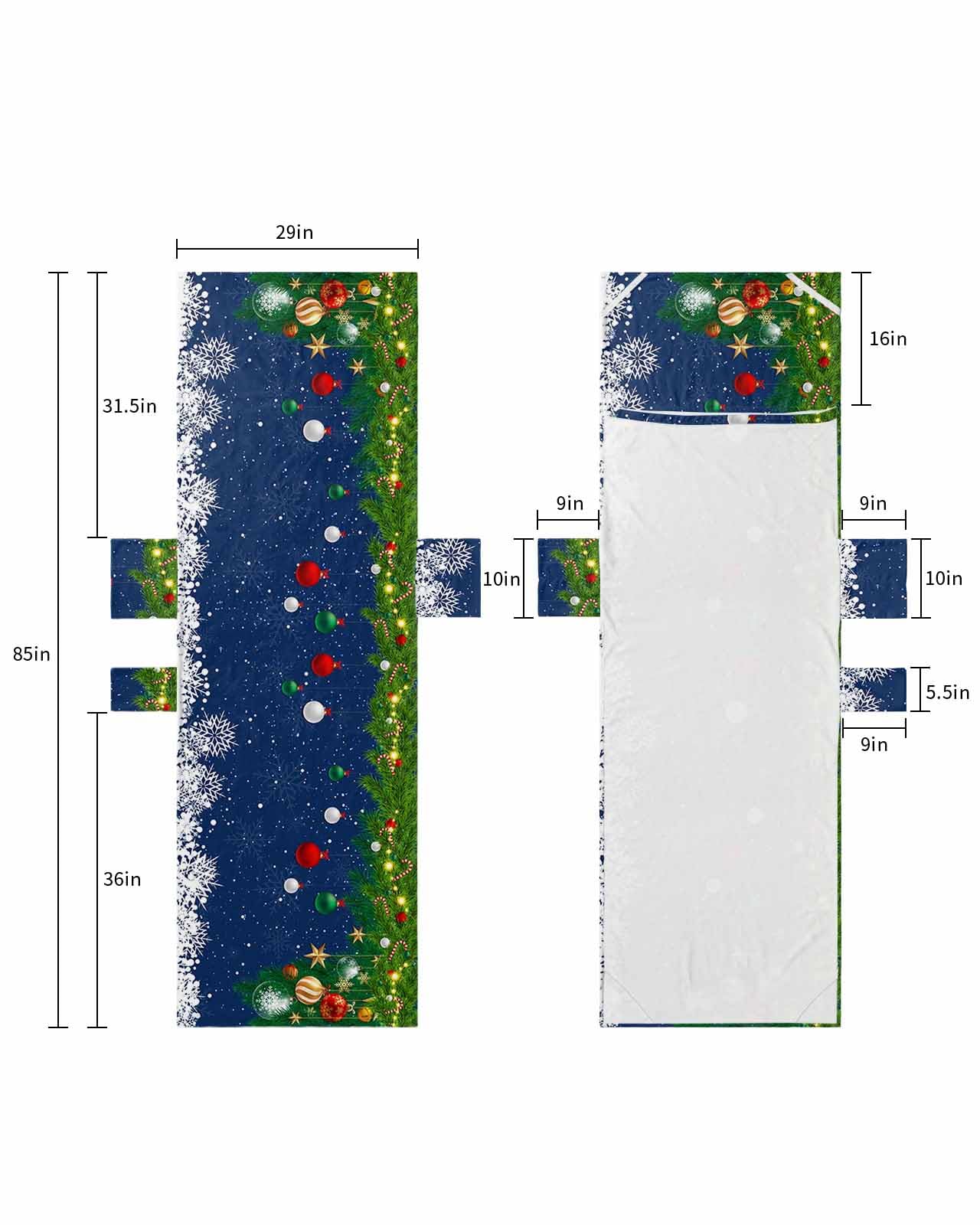 Blue Christmas Beach Lounge Chair Towel Cover, Soft Chaise Lounge Towel with Side Pockets Patio Pool Chairs Cover for Beach/Pool Sunbathing 29x85 Xmas Balls Botanical Winter Snowflake