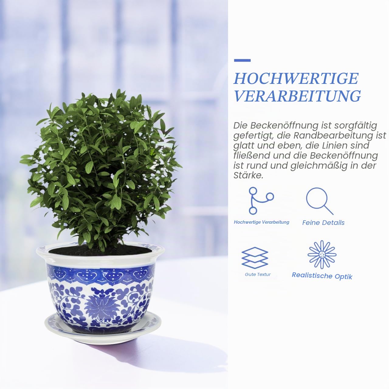 Cabilock Blau-weißer Blumentopf Aus Porzellan Kinderzimmer Blumenbehälter Kaktus-starttopf Töpfe Topf Für Schlangenpflanzen Orchidee Blumentopf Pflanzschale Haushalt Gang Büro Keramik