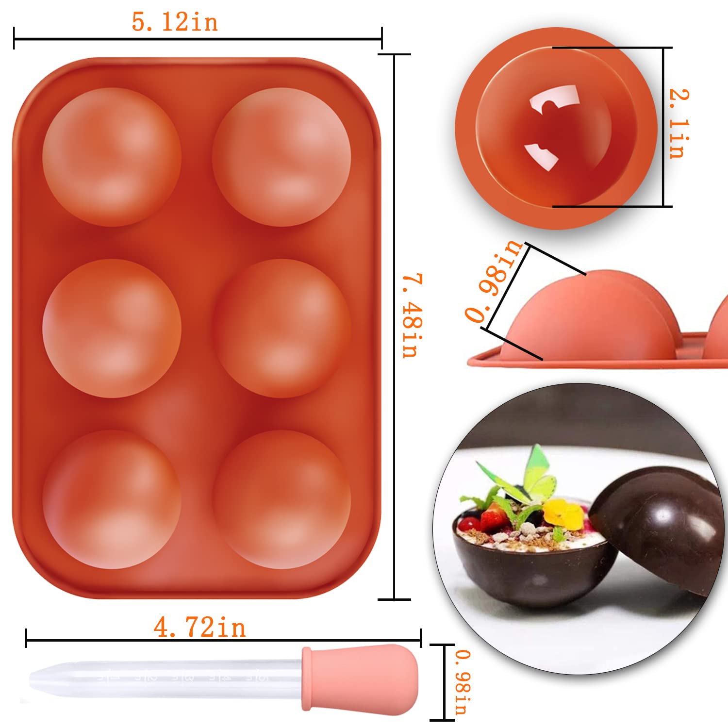 Buy Semi Sphere Silicone Mold,Chocolate Molds Sphere Jelly Holes,4 Pack