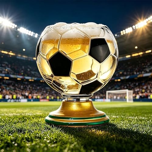 Web Launcher String Shooters Soccer Ball Shaped Rotating Whiskey Glass, 10 oz, Crystal Glass with Gold Base, 360° Spinning Tumbler for Beer, Cocktails (Soccer) — view 2