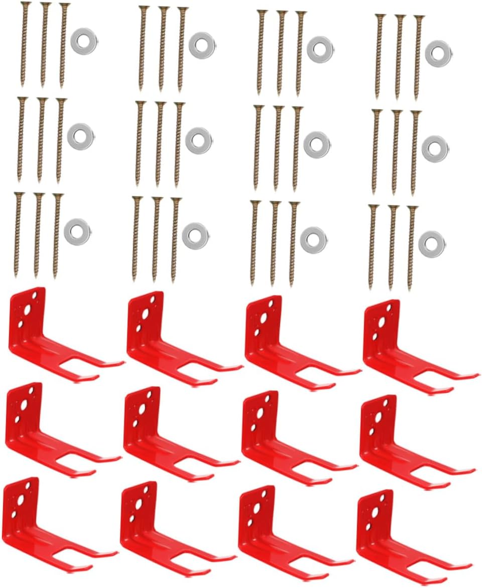 Red Metal Fire Extinguisher Wall Mount Bracket Featuring Slot Design and Screws Stable Holder for Home Kitchen Classroom Space-Saving Fire Extinguisher Mount Compatible with