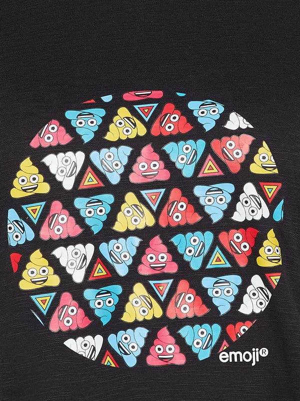 Image of Clovia Women's Cotton Emoji Print T-Shirt in Black