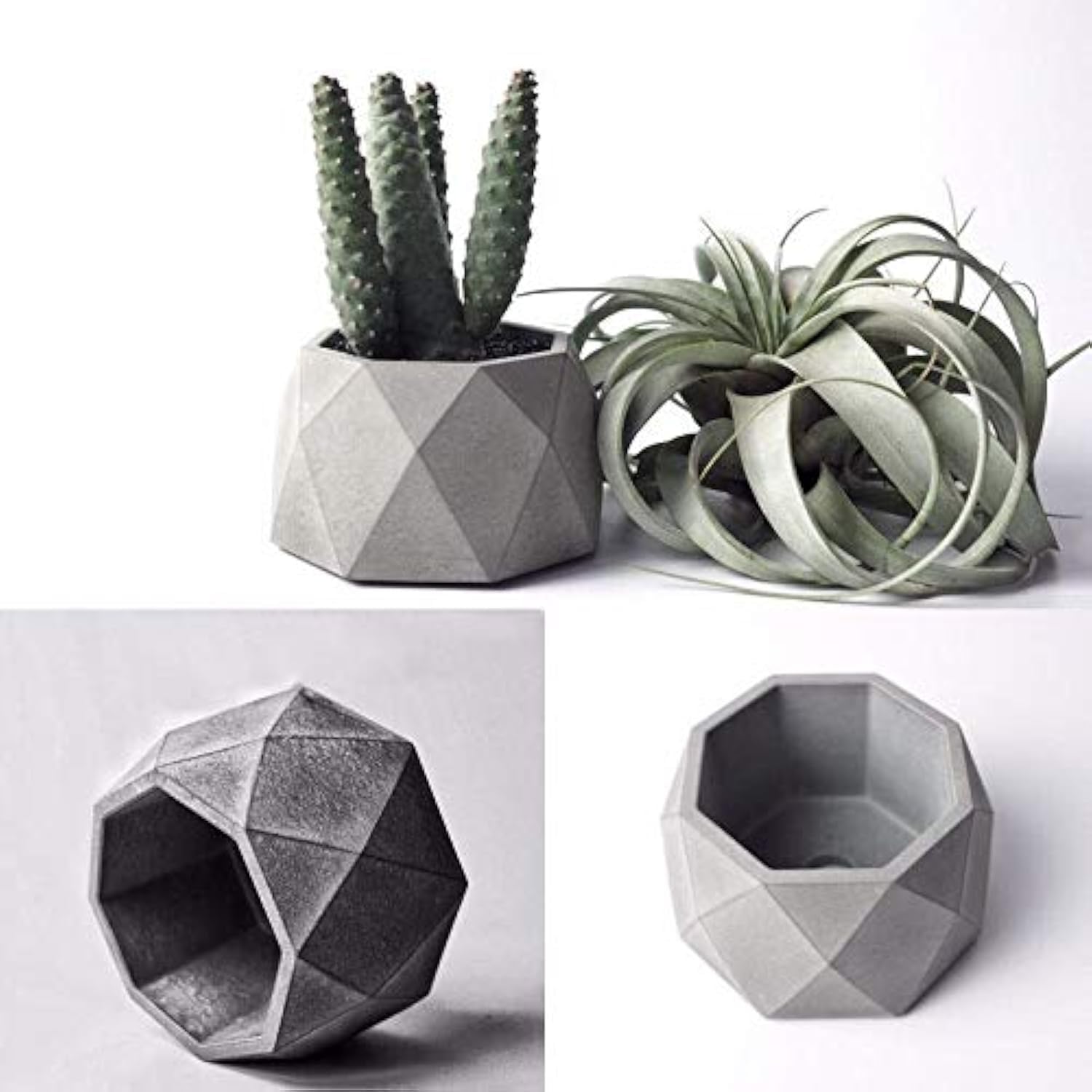 Creative Geometric Art Flower Pot Succulent Plants Cement Mold,Silicone Flower Pot Mold, Candle Holder Mould Handmade Clay Craft Office Home Decor