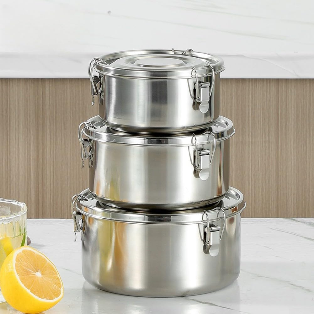 Edelstahl Schüssel 304 Luftdicht Verschluss(six-piece set) | für ideal zum Dampfgaren von Reis, hitzebeständig, spülmaschinenfest, robustes Design für den täglichen Gebrauch