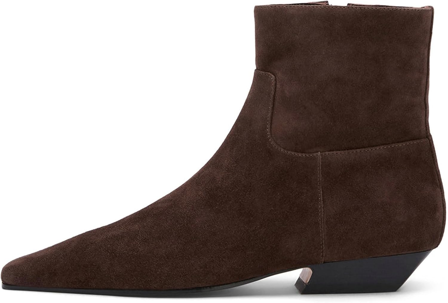 KysBloes Women Square Toe Ankle Boots Low Heel Brown Suede Booties Flats Winter Shoes Comfortable Side Zip Short Boots(Brown-seude,US size 11)