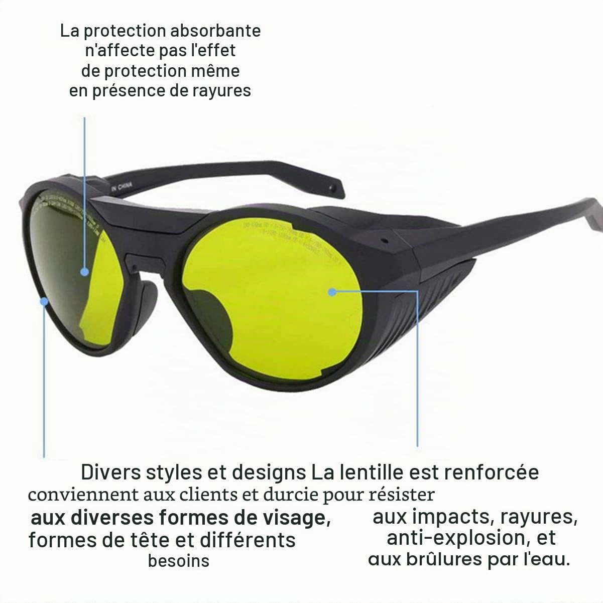 Lunettes de Sécurité Laser Protection des Yeux 980nm 1064nm OD5+ | 190-490nm 800-1100nm, Anti-lumière, Machine de Coupe, Filtrage d'ombre Laser, Pour Techniciens Laser Découpe Gravure