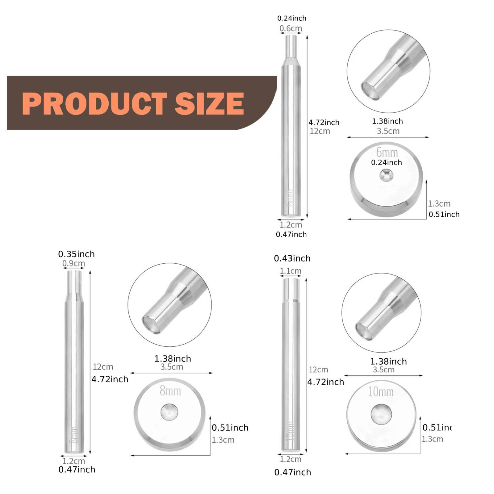 Kit de Herramientas para Colocar Remaches, Base para Remaches de Cuero, Perforadora de Agujeros, Cortadora de Remaches, Kit de Herramientas para, 6 Mm, 8 Mm Y 10 Mm