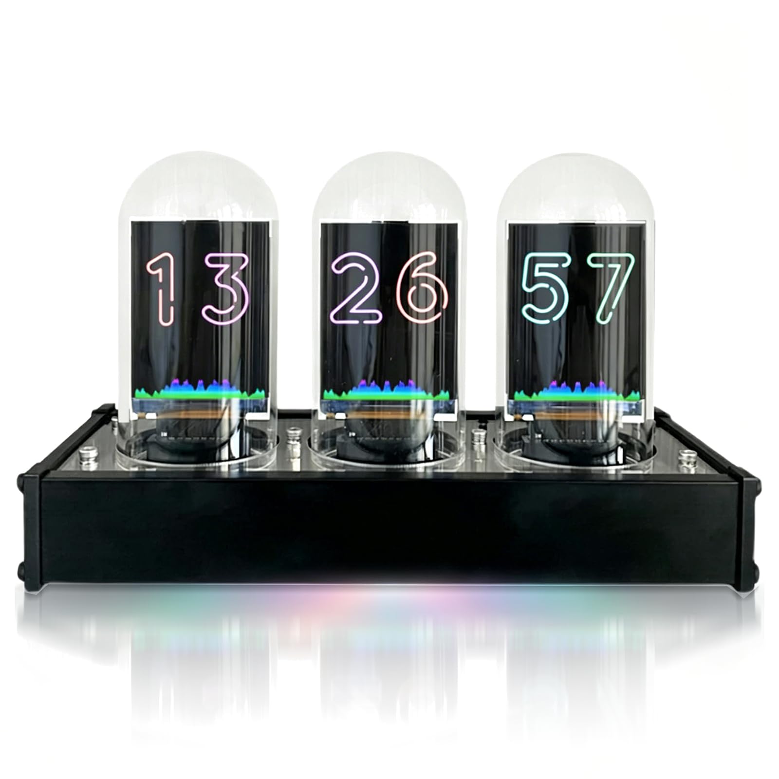 XDTKJDZ Digital Nixie Tube Clock, Electronic Tube Clocks, 12/24 Hours Display, With Music Spectrum, Customize Photo, For Living Rooms, Desktops, Bedroom And E-sports Room