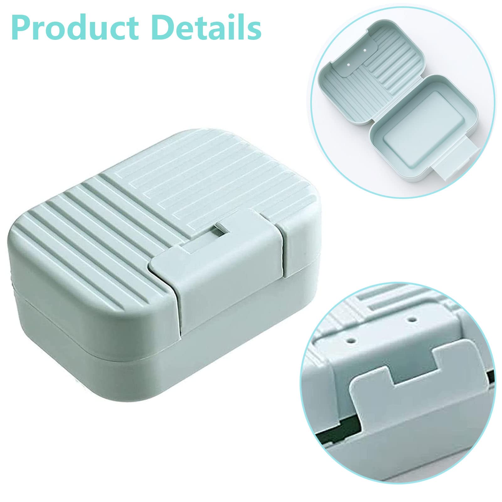 Caja de jabón de Viaje,Caja de jabón de 2 Piezas,Jabonera con Tapa,Jabonera de Ducha portátil,sellada con Tapa, baño,Viaje,Campamento,Gimnasio (Azul+Rosa)