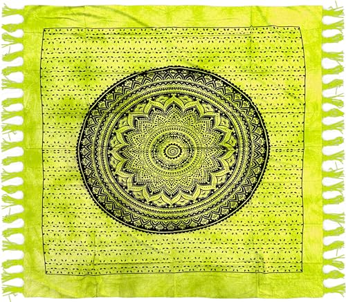 Tagesdecke Picknickdecke Mehrzweckdecke Doppelbett 210 x 240 cm, BATIK 100 prozent Baumwolle, indischer Stil, ethnischer Stil mit ethnischem Druck (grün, Kreis)