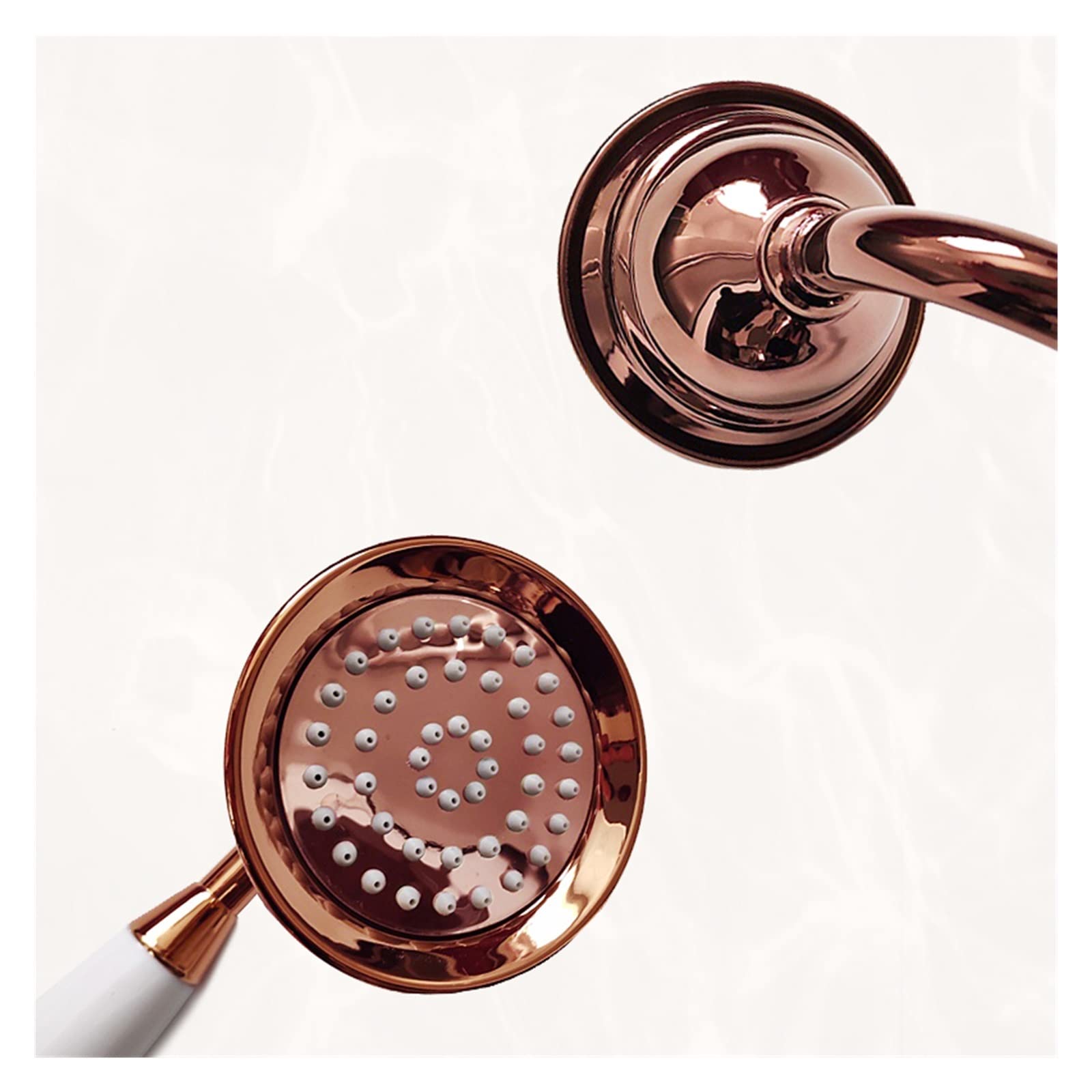 Pommeau de douche haut de gamme finitions porcelaine et or rose