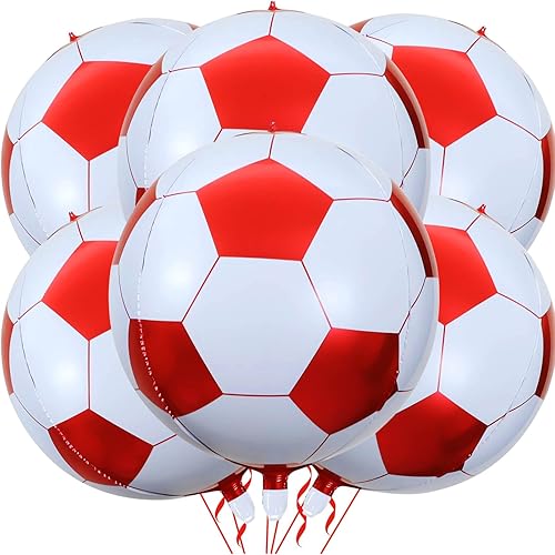 Giant Soccer Balloons 22 Inch Red Soccer Balloons for Soccer Sports Themed Birthday Party World Cup Party Decorations Pack of 6