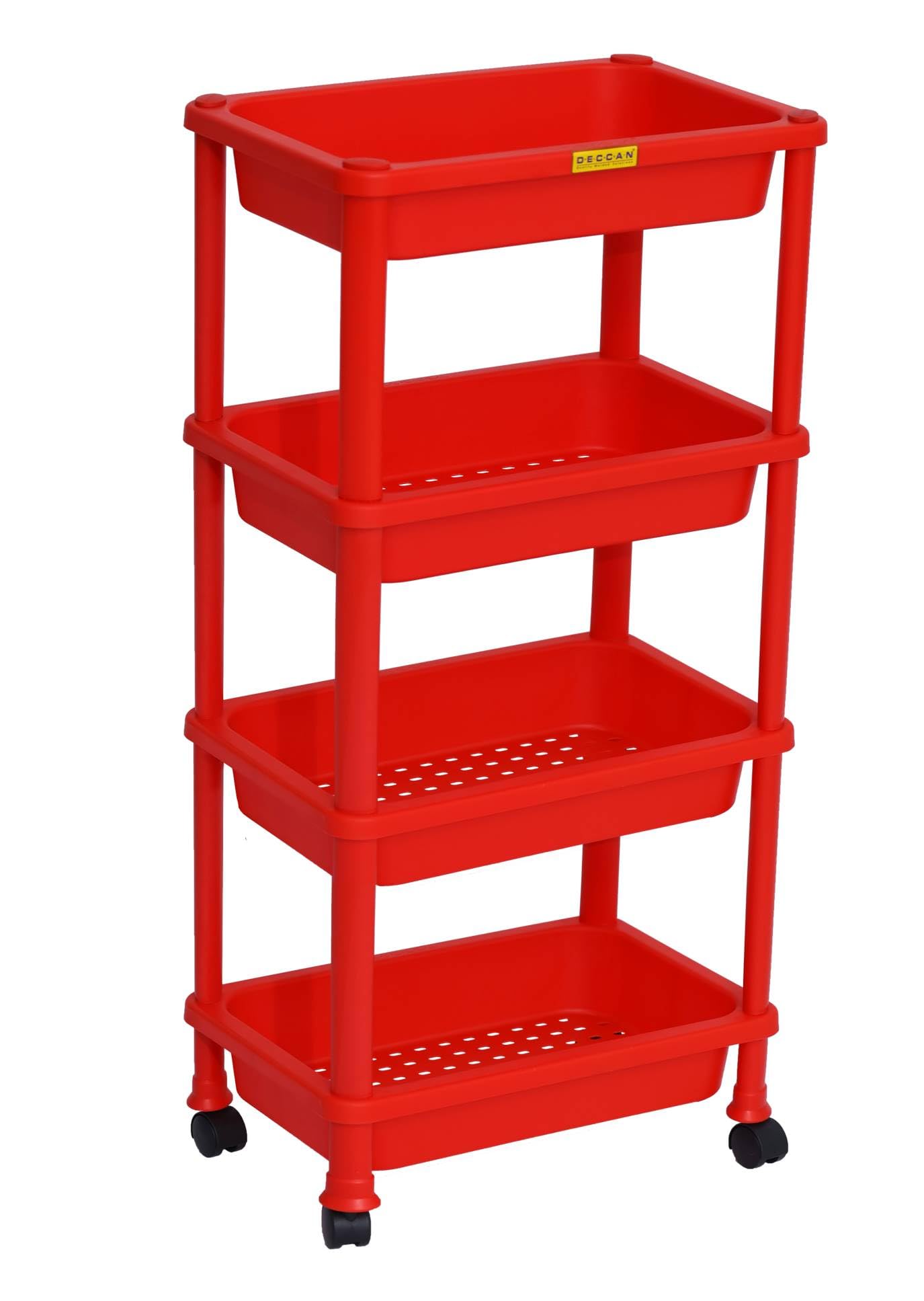 DECCAN PLAST Multipurpose Tray Trolley |ROVER4 RED| Fruits