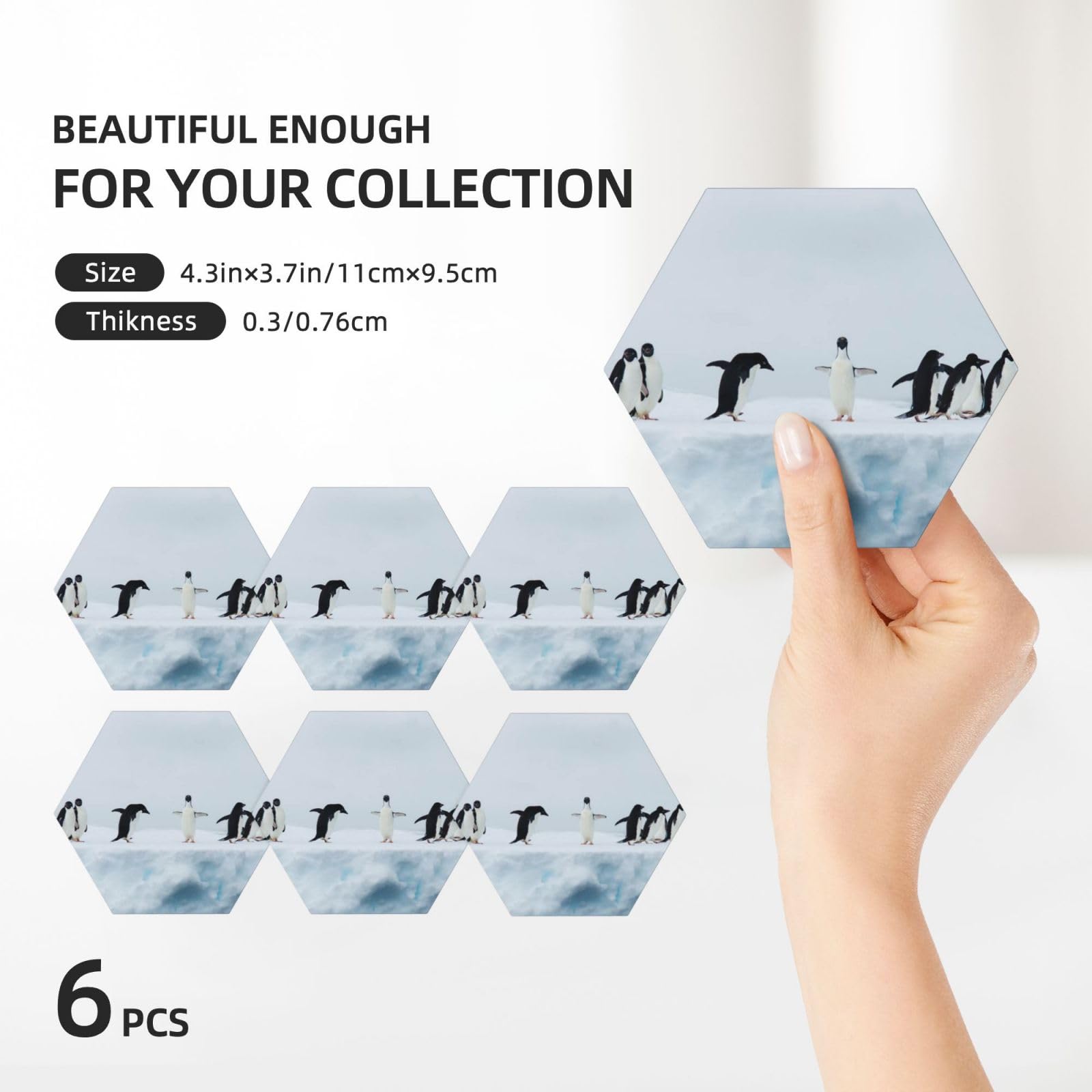Keramikuntersetzer mit Pinguinmotiv, 6 Stück, stilvolles Küchen- und Heimdekor-Zubehör