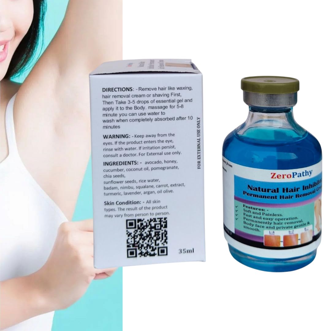 ZeroPathy Permanent Hair Reduction Oil 35ml – Apply After Hair Removal Cream or Spray – Use After Shaving or Threading – 90-Day Permanently Hair Vanish for Face, Bikini & Private Parts-image-19