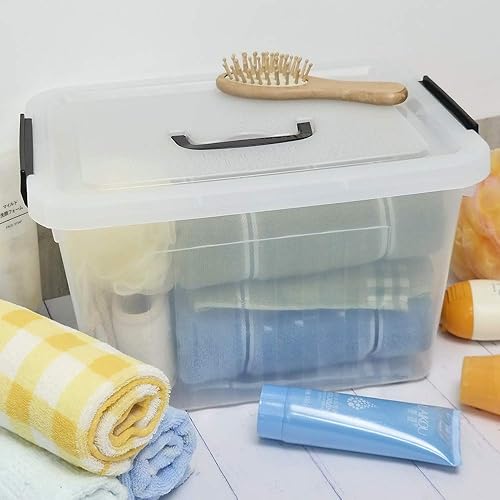 Miniatura 5 de Cand Juego de 1 contenedor de almacenamiento con tapa de plástico de 12 cuartos de galón con mango negro, cajas de pestillo