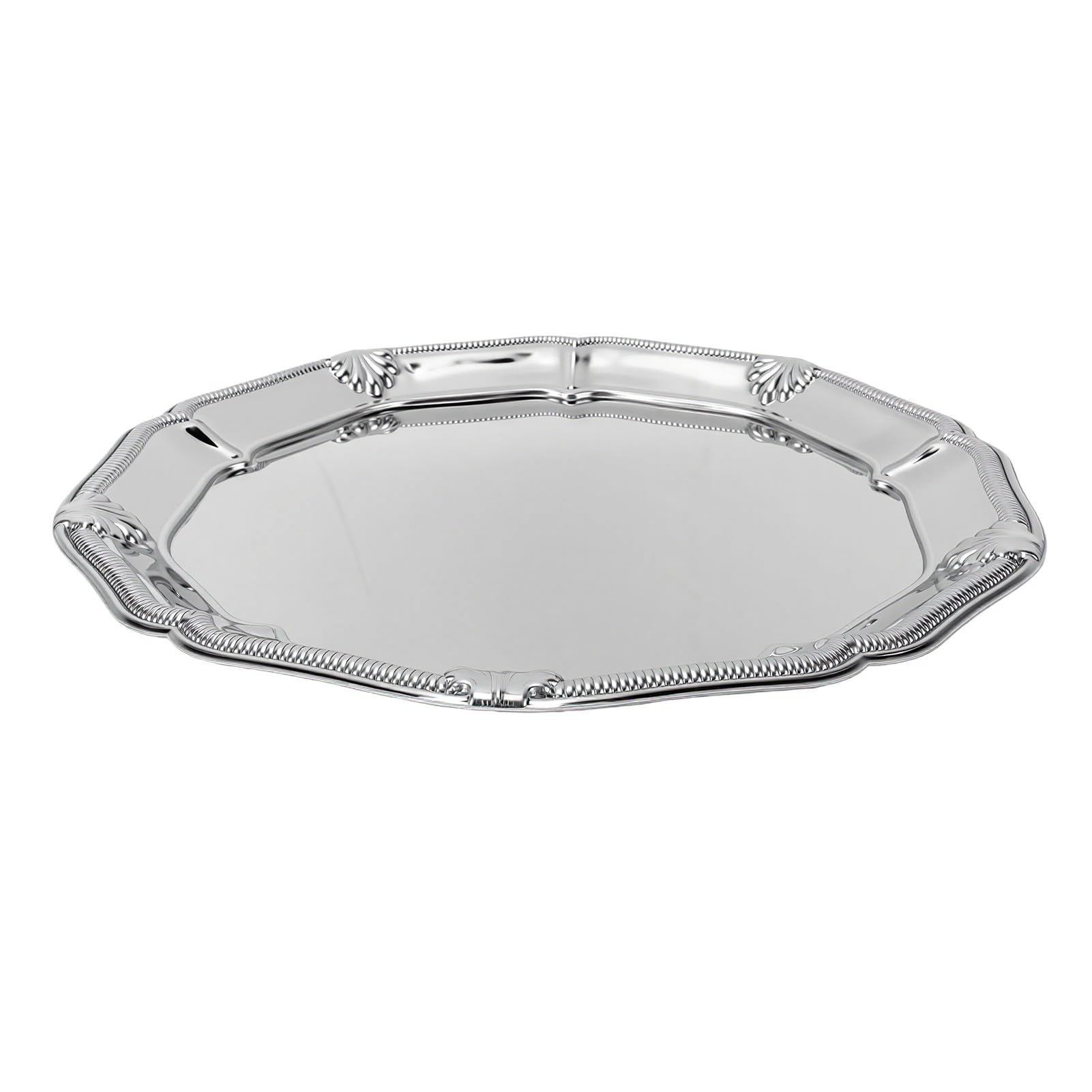 Fdit Plateau de Service gravé en Argent, Plateau Polyvalent en Acier Inoxydable pour Gâteau, Dessert aux Fruits, Plat D'exposition de Bijoux pour Fête à Domicile