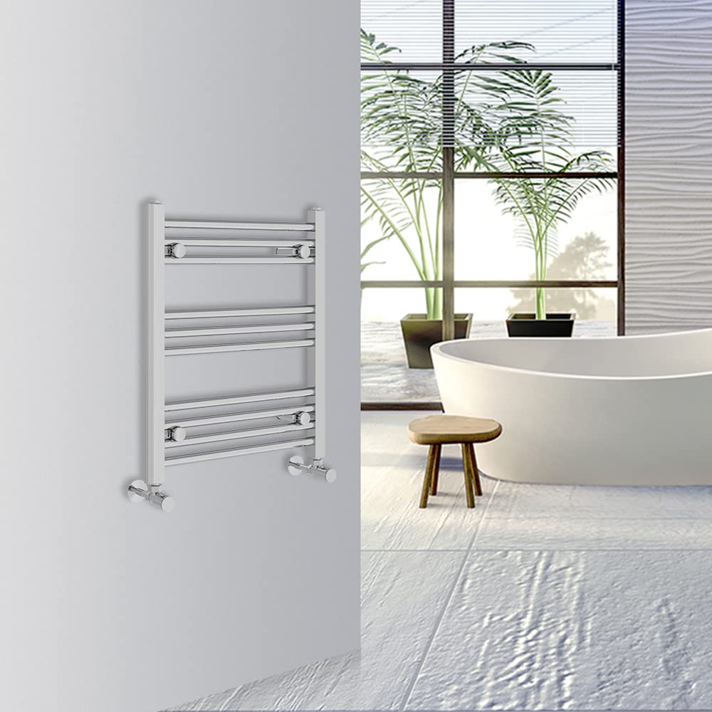 Warmehaus Straight Bathroom Heated Towel Rail Warmer 600x500mm Chrome