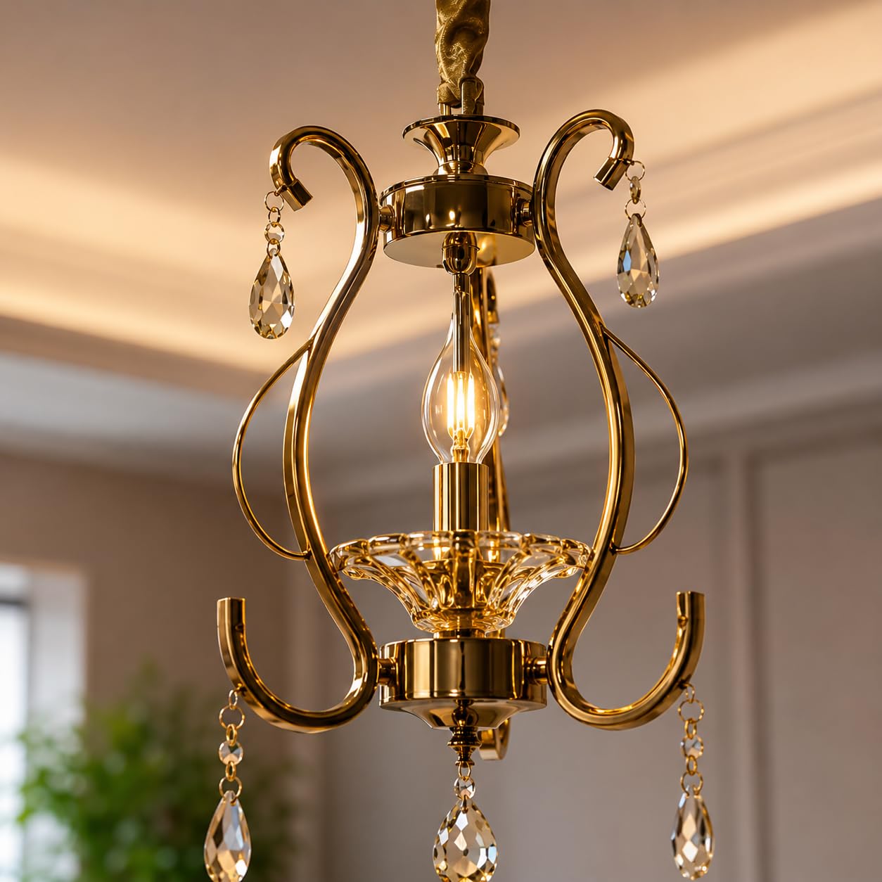 Luxury Gold Crystal Chandelier, Modern Decorative Hanging Ceiling Light with Crystal Drops, Premium Metal Pendant Lamp for Living Room, Dining Room, Bedroom, Hall, Hotel & Home Décor-image-38