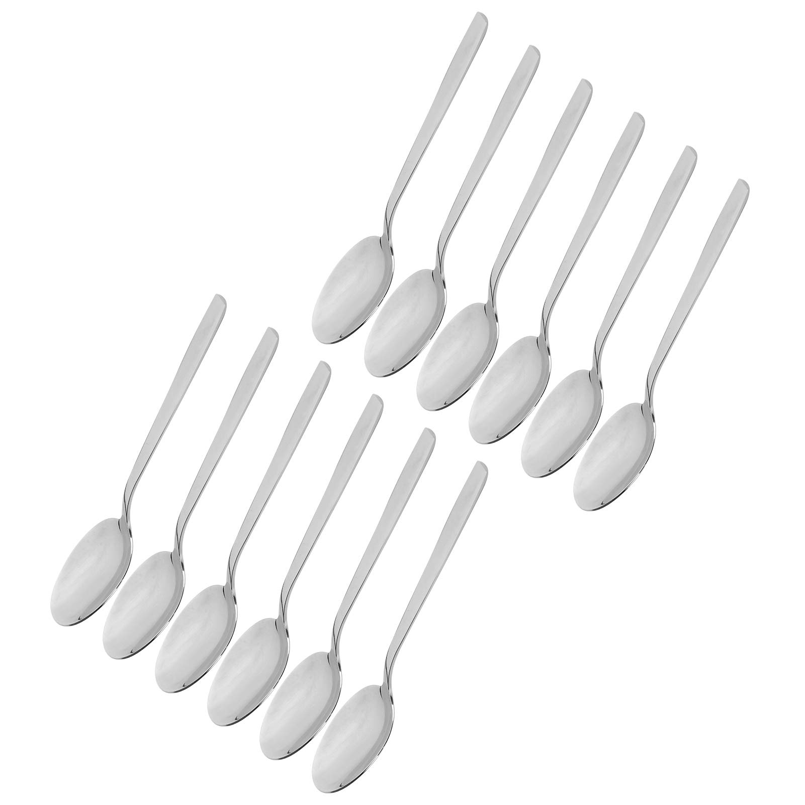 Lot de 12 cuillères à dessert avec long manche, cuillère à soupe en acier inoxydable 316, cuillère à café glacé avec finition polie miroir et poignée arrondie pour