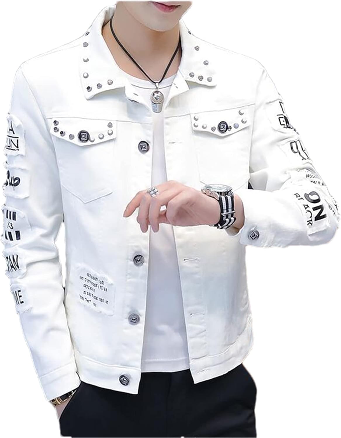 Men Denim Jacket Spring And Autumn Personalized Design Jean Coats Male Slim Fit Solid Color Handsome Versatile
