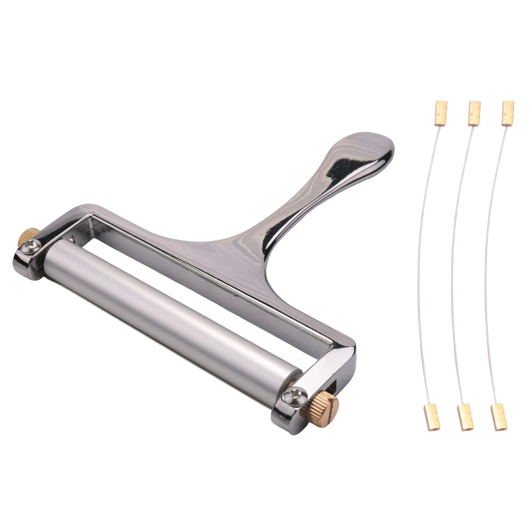 CTRLZS Cheese Slicer, Adjustable Thickness Heavy Cheese Slicers with Wire for Soft & Semi-Hard Cheeses -4 Cutting Wire Included