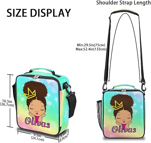 Miniatura 9 de Bolsa de almuerzo personalizada para niños, lonchera personalizada para niñas, regalo personalizado, bolsa de almuerzo con purpurina rosa intensa,