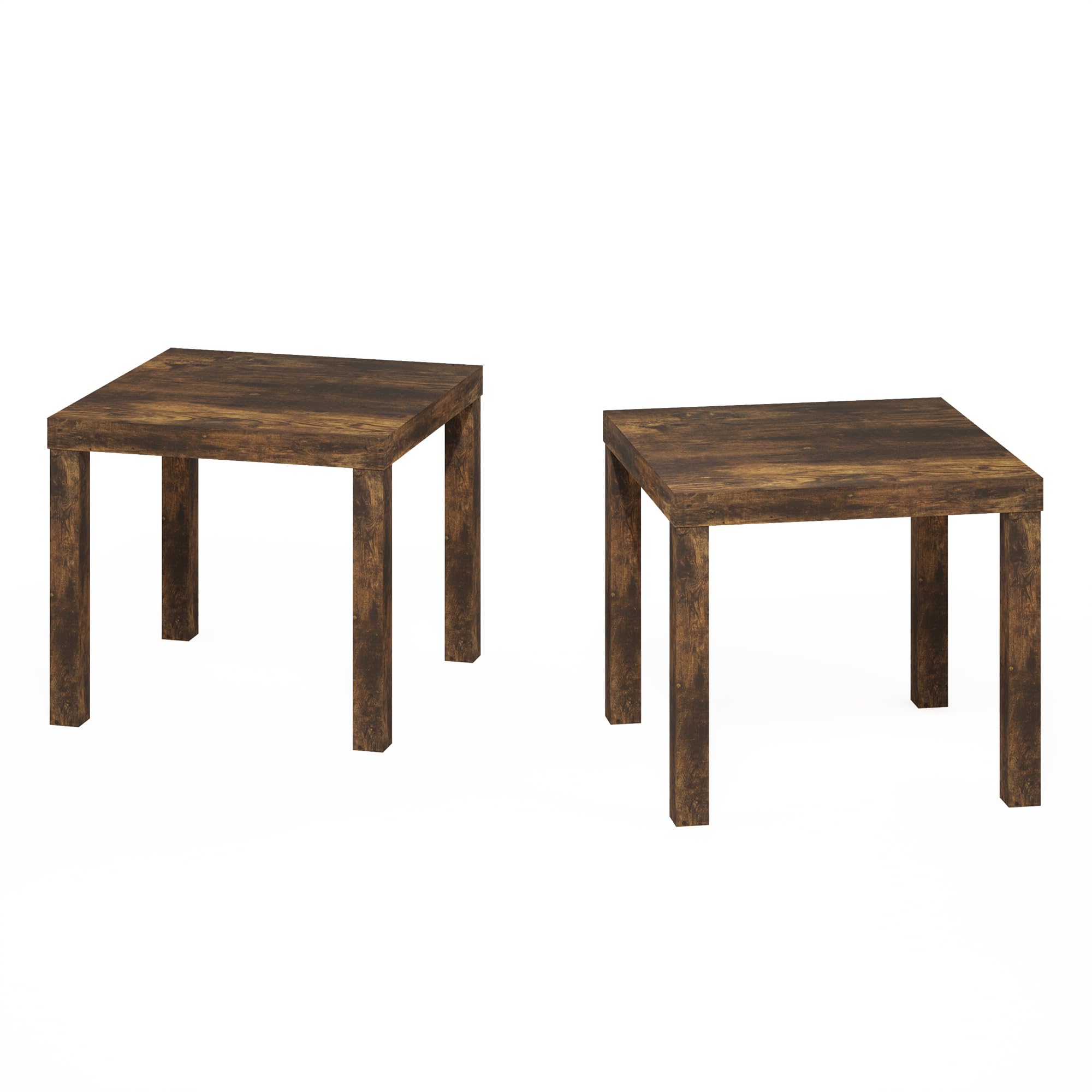 Furinno Tavolino Laterale Quadrato Classico Homey, Set di 2, Pino Ambra