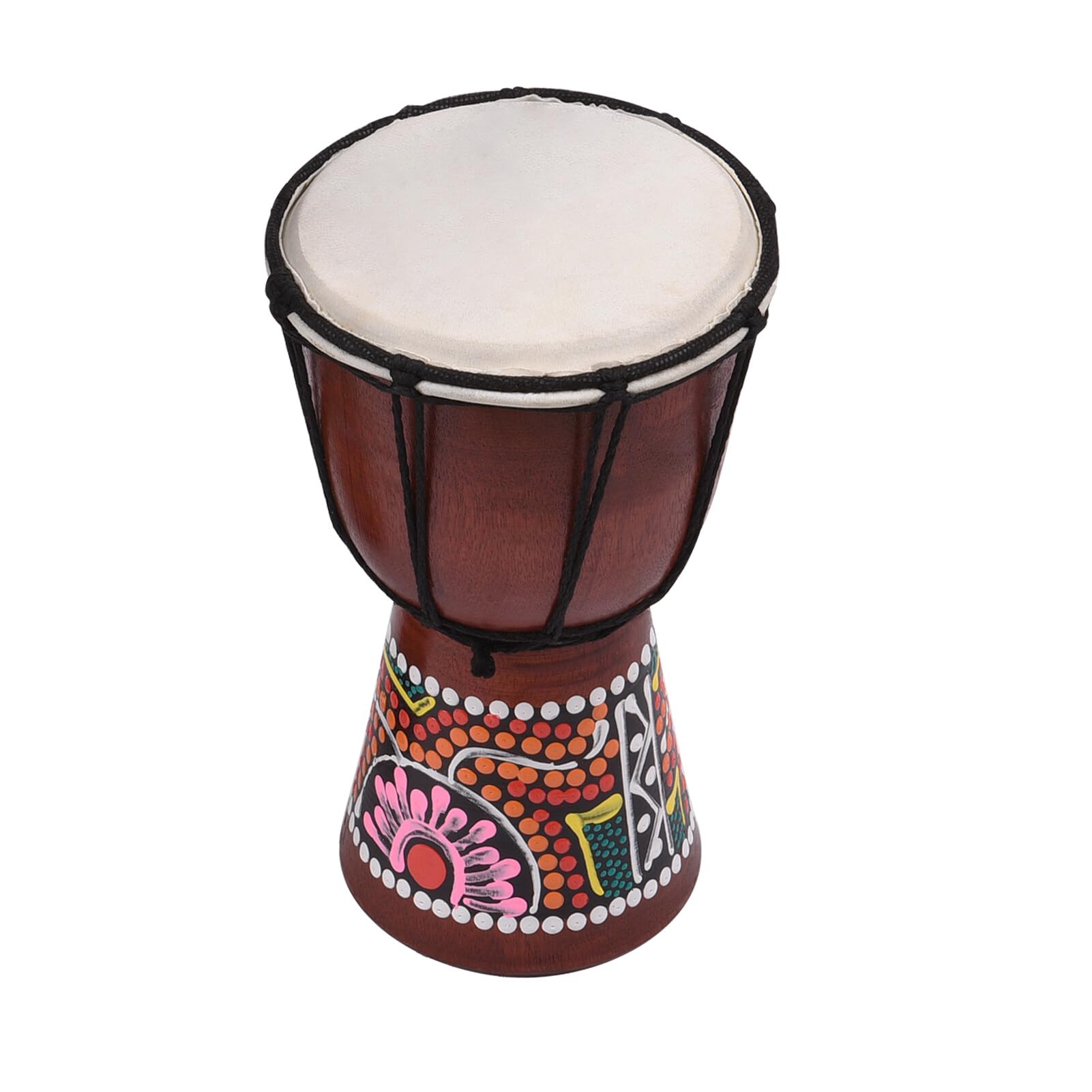 Irovami 4 Inch Djembe African Hand Drum Wooden African Drum With skin Surface Hand-painted Colorful Patter for Children Beginners