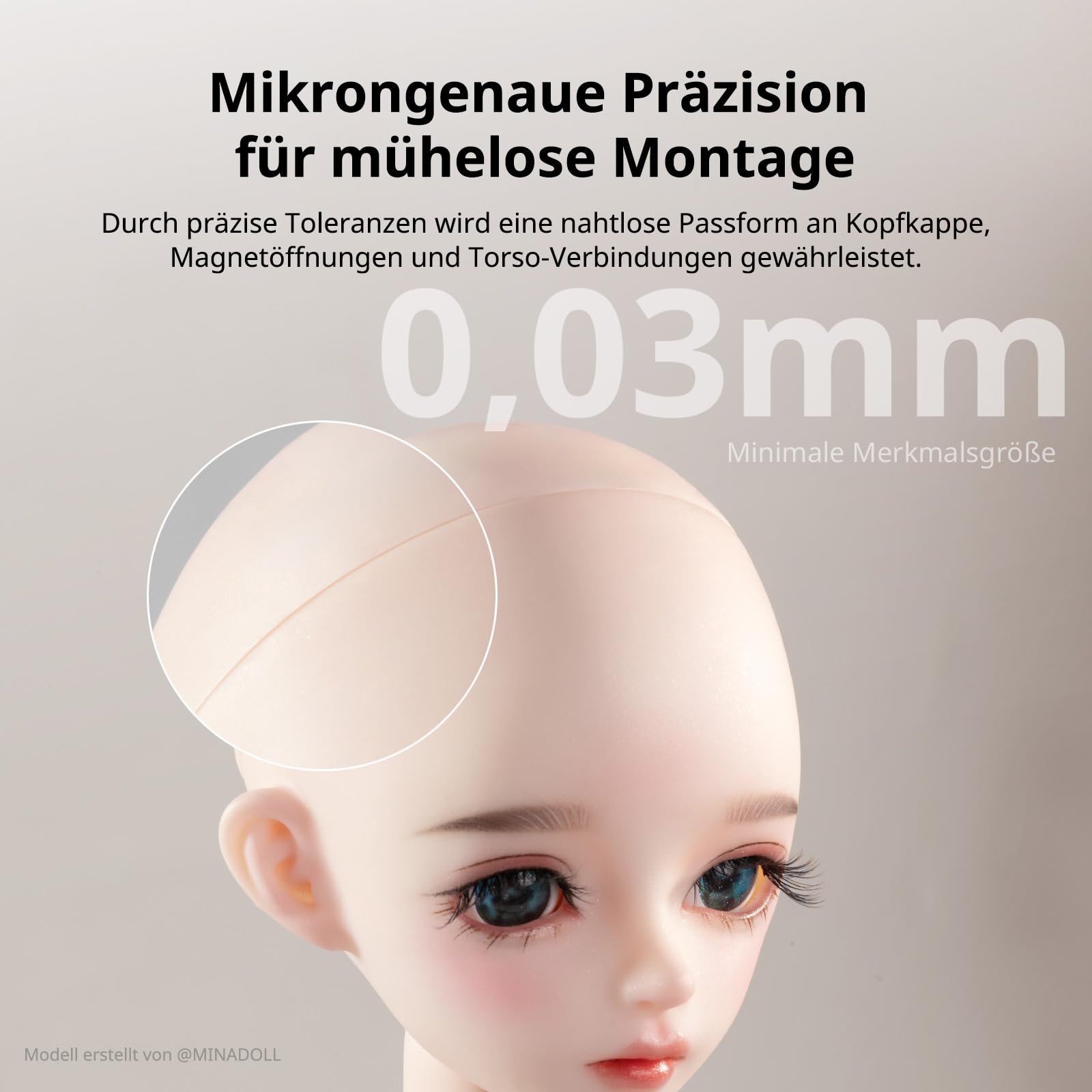 Anycubic BJD Wear-Resistant 3D Drucker Harz, Authentische BJD Hautfarben, Anti-Vergilbung & Kratzfestes UV-Resin für Kugelgelenkpuppen, Hohe Präzision & Einfaches Makeup (Mia Pink, 1 kg)