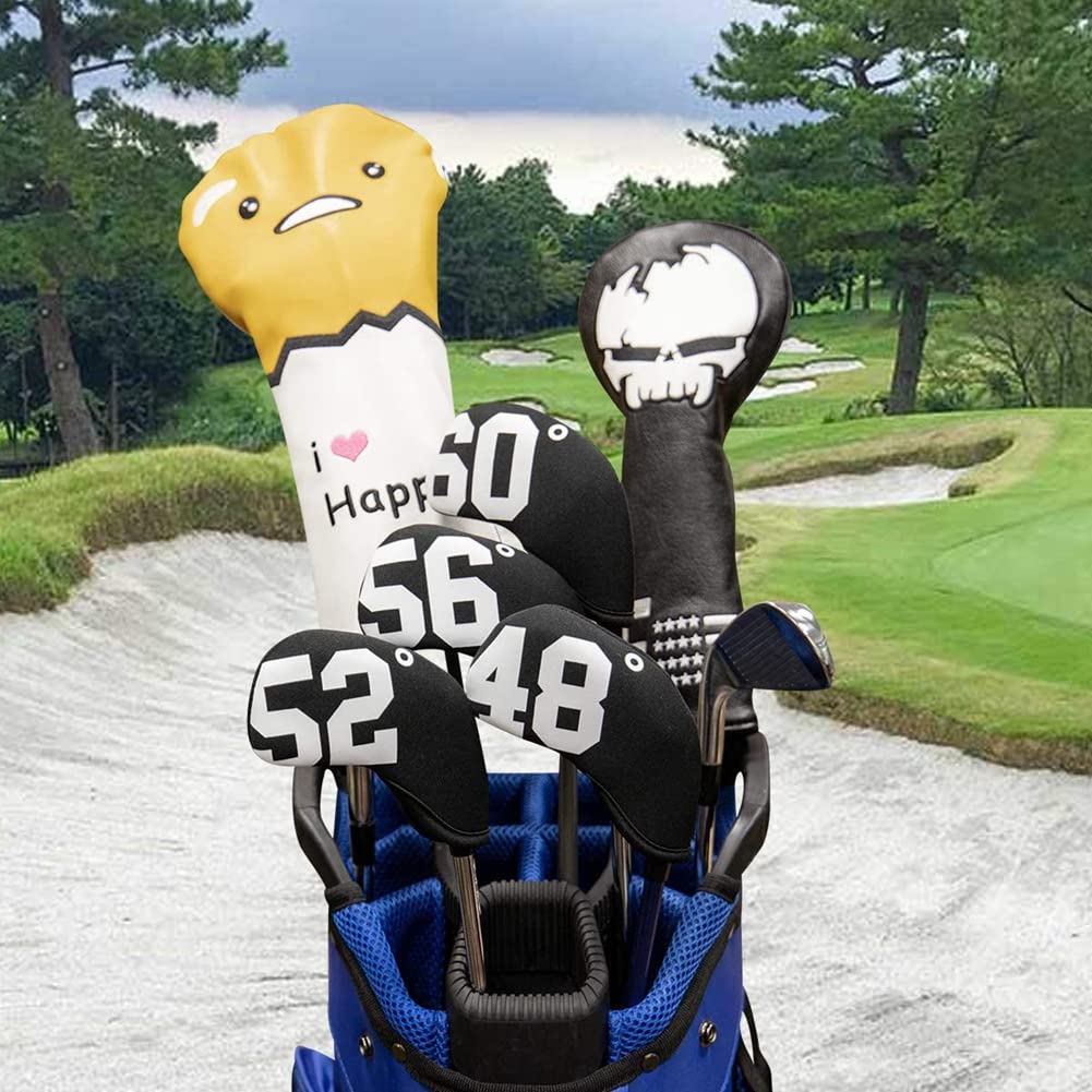 Neopreno Golf Iron Club Head Cover Protector Simple Sand Wedge Golf Club Iron Headcover NúMero Impreso 48-60 Grados