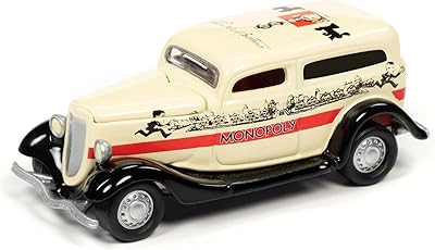1933 Panel Delivery Truck Yellow with Red Stripe and Game Token 85th Anniversary Series 1/64 Diecast Model Car by Johnny Lightning JLPC001-JLSP093