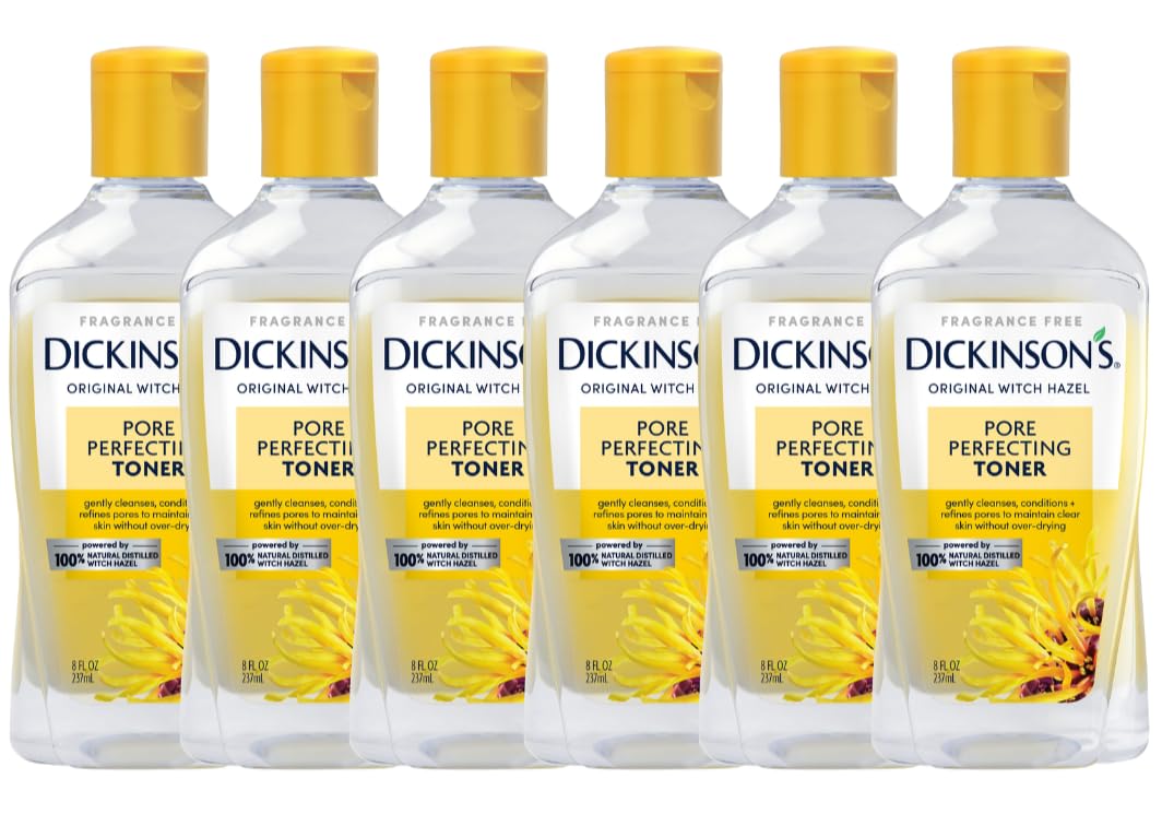 Dickinson's Original Witch Hazel Pore Perfecting Toner | 100% Natural Distilled Witch Hazel | America's #1 Toner | Refines Pores | Removes Impurities & Oil |8 Fl Oz | 6 Count