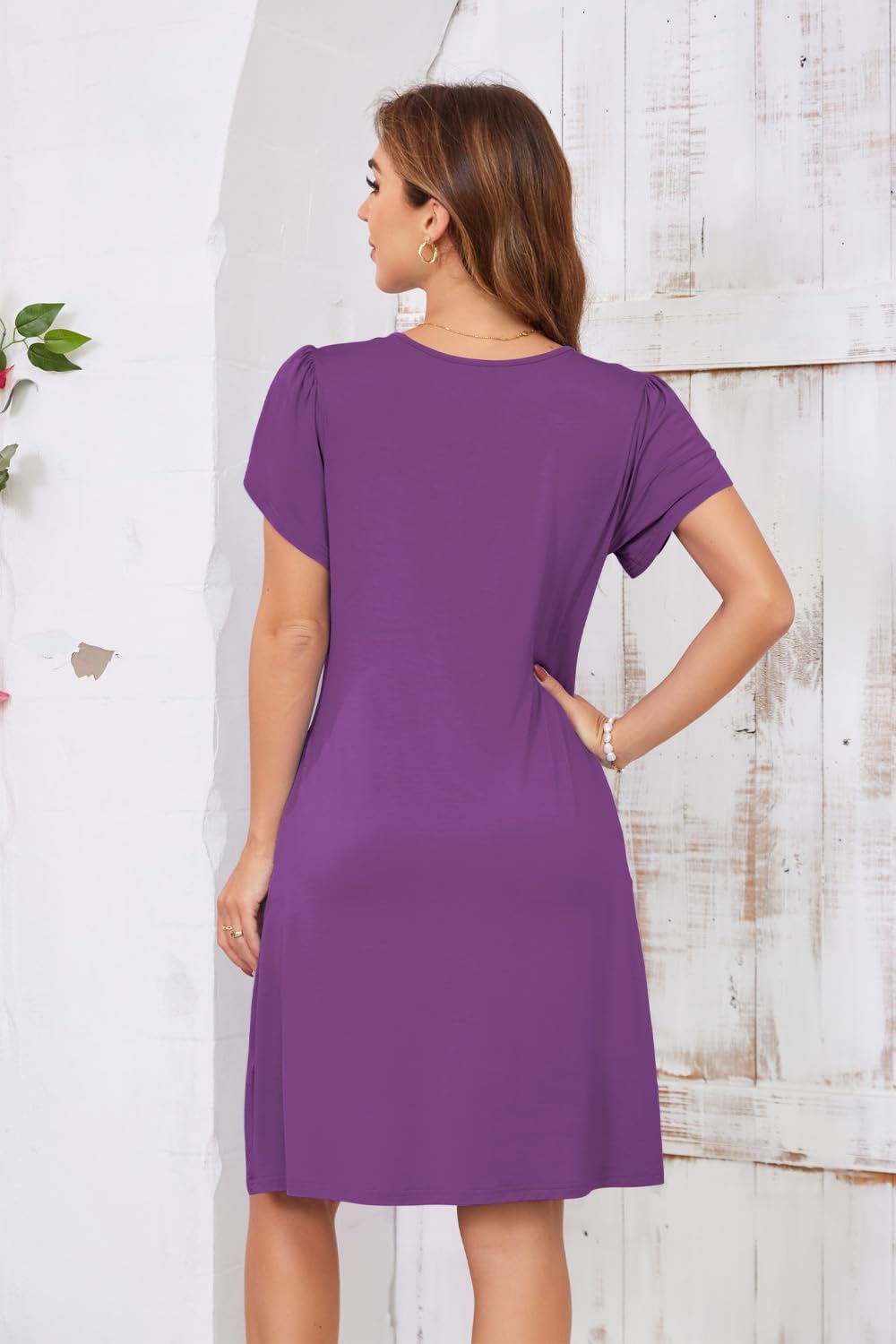 Women's Summer Dresses 2026 Casual T Shirt Dress Short Sleeve A-Line Dress Loose Sundress Swing Dress with Pockets - Image 4