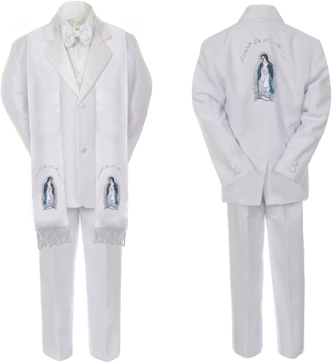 New Born Baby Boy Christening Baptism White Suit Mary Maria On Stole Back Sm-7