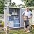 Amopatio 47 Cu.ft Vertical Storage Shed with Shelves, 4.5x5.5 FT Outdoor Resin Shed with Floor, Waterproof Weather Resistance Plastic Cabinet, Lockable Doors for Patio, Garden, Lawn, Grey & White