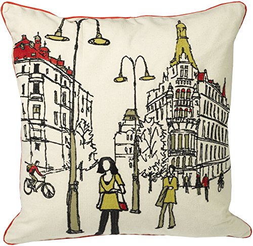 Urban Loft by Westex Embroidered Paris Street Feather Filled Cushion, 20" x 20"