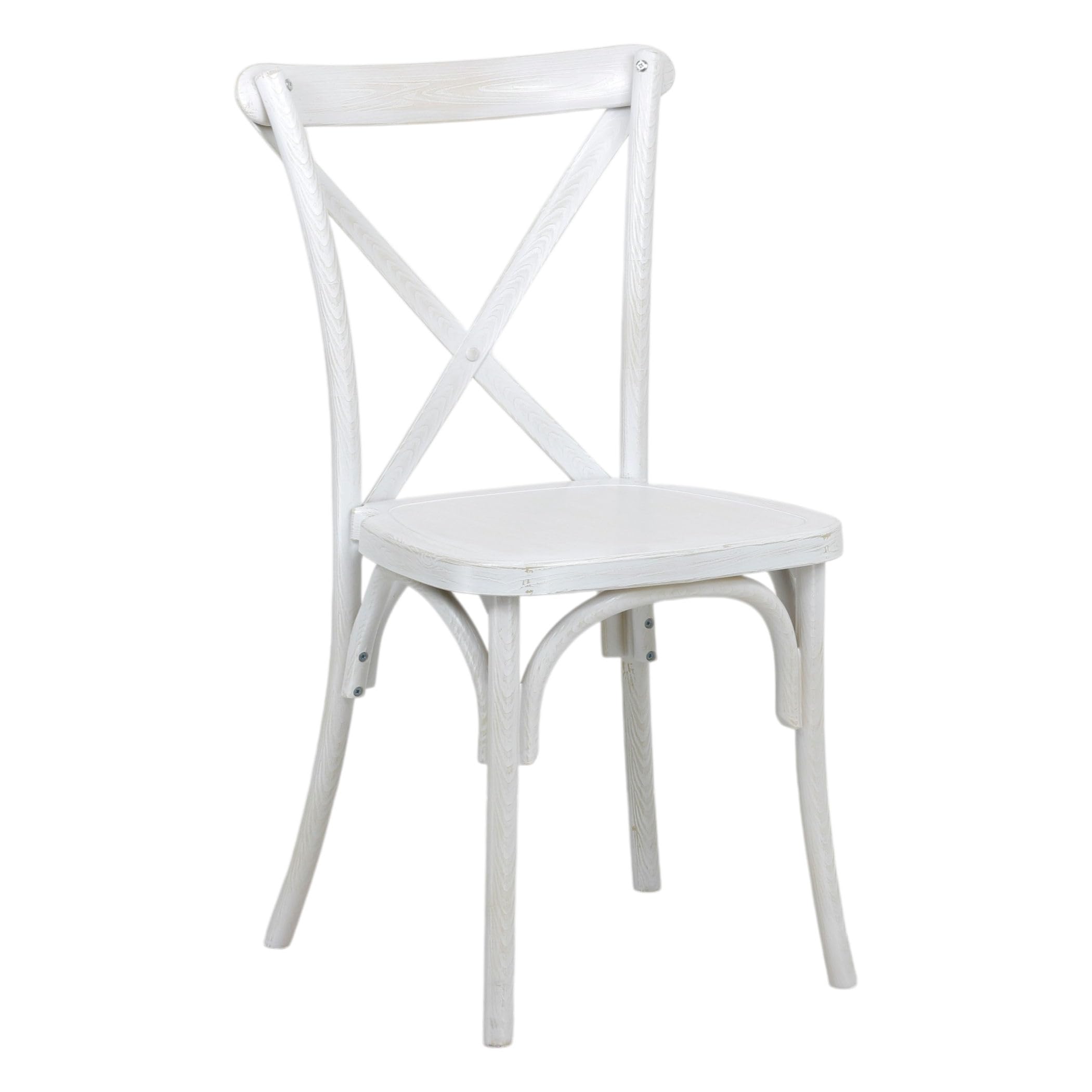 Totò Piccinni Sedia CROSS in POLIPROPILENE in KIT design Vintage EFFETTO LEGNO Croce Impilabile (Bianco Shabby Effetto Legno, 4 Pz)