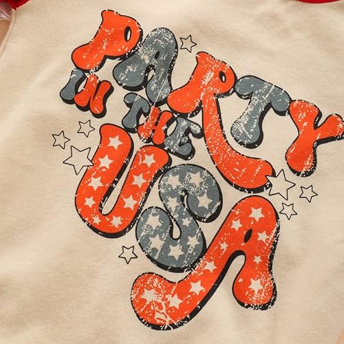 Baby 4Th Of July Outfit Boy Girl Infant Toddler Vintage Usa T Shirts Oversized Romper Onesie Retro Clothes (Party Usa Red Blue, 6-12 Months) #TOP3