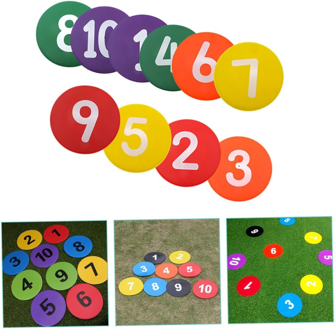 Yardwe 10pcs Football Training Sign Discs TPE Soccer Markers Patterns for Agility Drills and Practice Random Colors