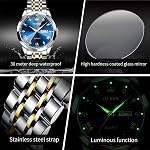 OLEVS Montres pour les hommes de luxe analogique Casual en acier inoxydable couple Hommes Montres Diamant Big Face Business Classique Simple Imperméable Montres de robe pour les Hommes de mode Hommes Montre Quartz Wrist Hommes avec la date