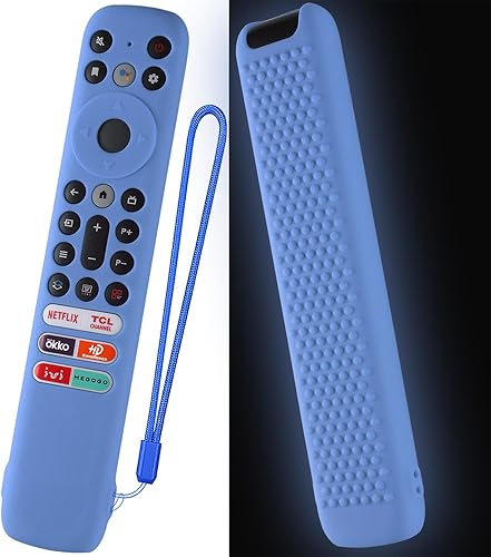 TCL - Funda de silicona para control remoto de voz TCL RC902V FMR1, TCL LED Smart TV 65X925 75X925 con cordón (azul brillante)