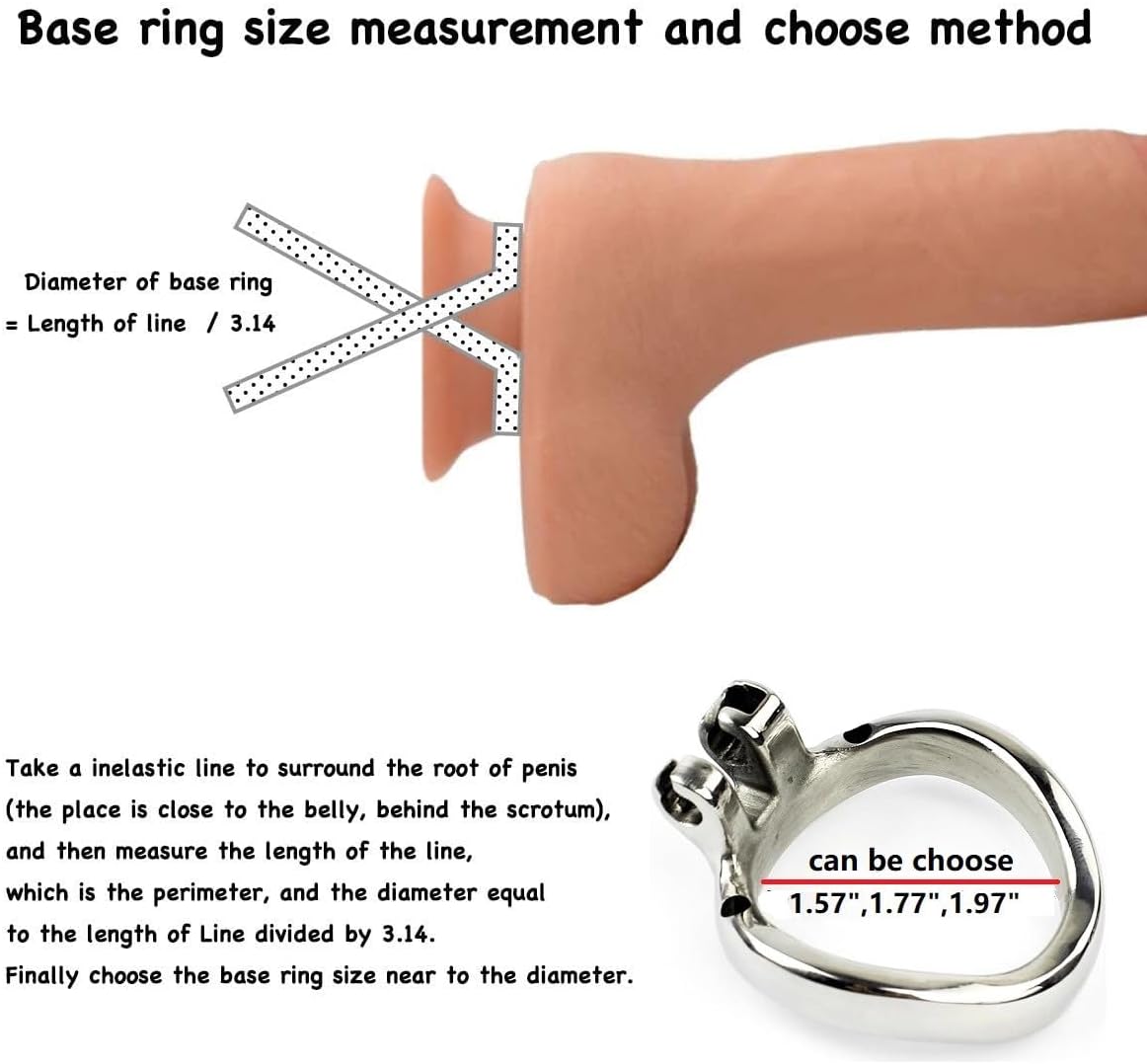 Chastity Cage for Men, Small Metal Cock Cage with Silicone Urinary Catheter & Spike Ring, Secure Male Chastity Device for Penis Exercise, Abstinence & Long-Term Wear, BDSM Sex Toys (Ring 50mm)