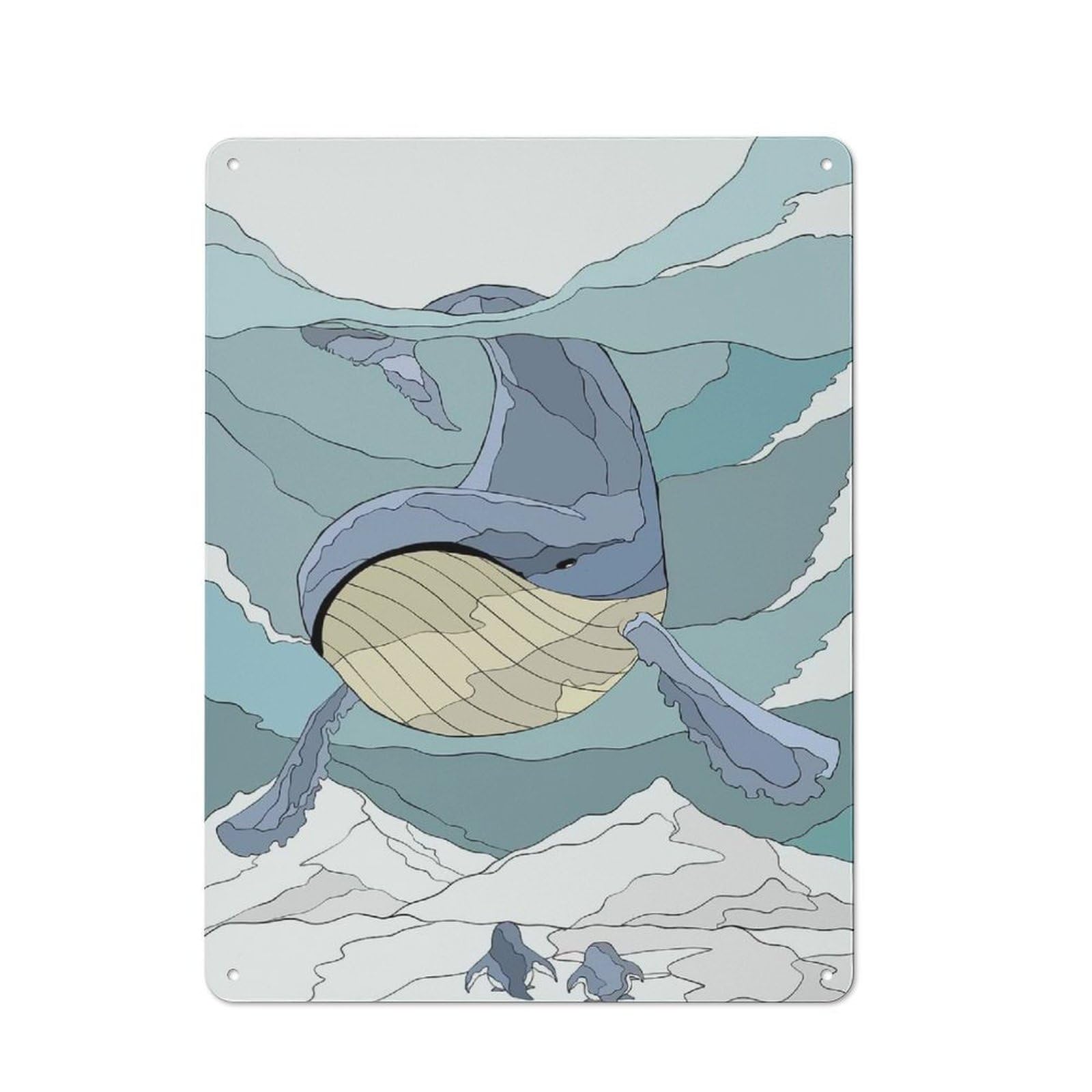 Junmoney Sky Whale Decorative Metal Plaque With Design 40X30cm, Vintage Porch Wall Decor For Shed, Garden Room, Porch Or Garage